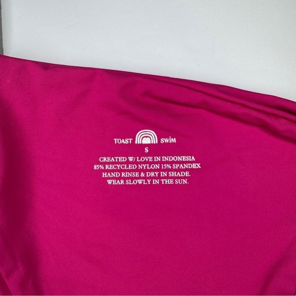 Toast Swim Bikini Bottoms Small Pink High Cut Cheeky Sustainable Swimwear NWOT - Picture 4 of 4